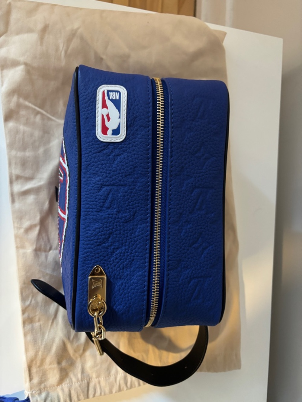 Louis Vuitton Royal Blue Embossed Leather Crossbody Pouch with NBA Patch